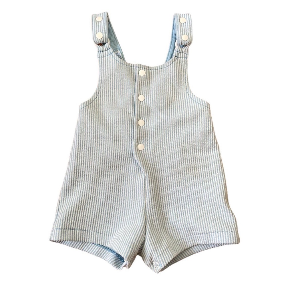 Vintage Blue And White Striped Overall Onesie